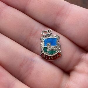 Vintage Sterling Silver Enamel "Bladon" Shield Pendant Bracelet Charm